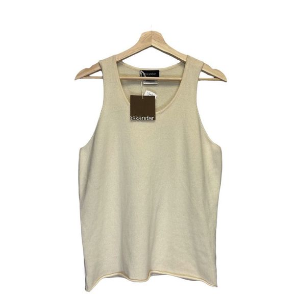 New Eskandar Top 100% Cashmere knit Blouse Cream Ivory Size 1 Large - Picture 3 of 7